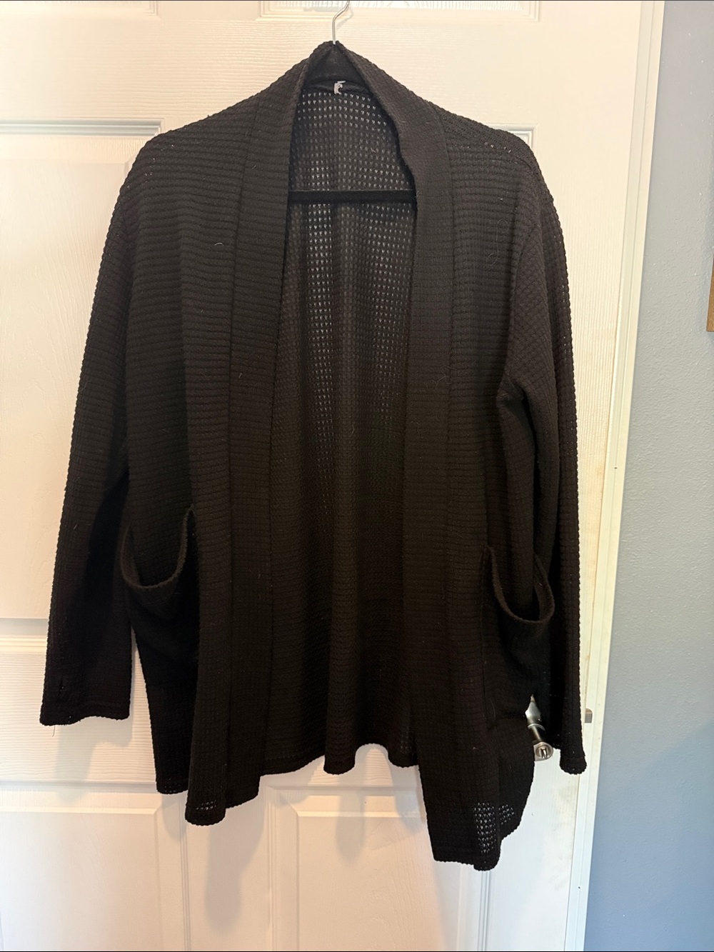 Cozy Open Front Knit Cardigan - Black